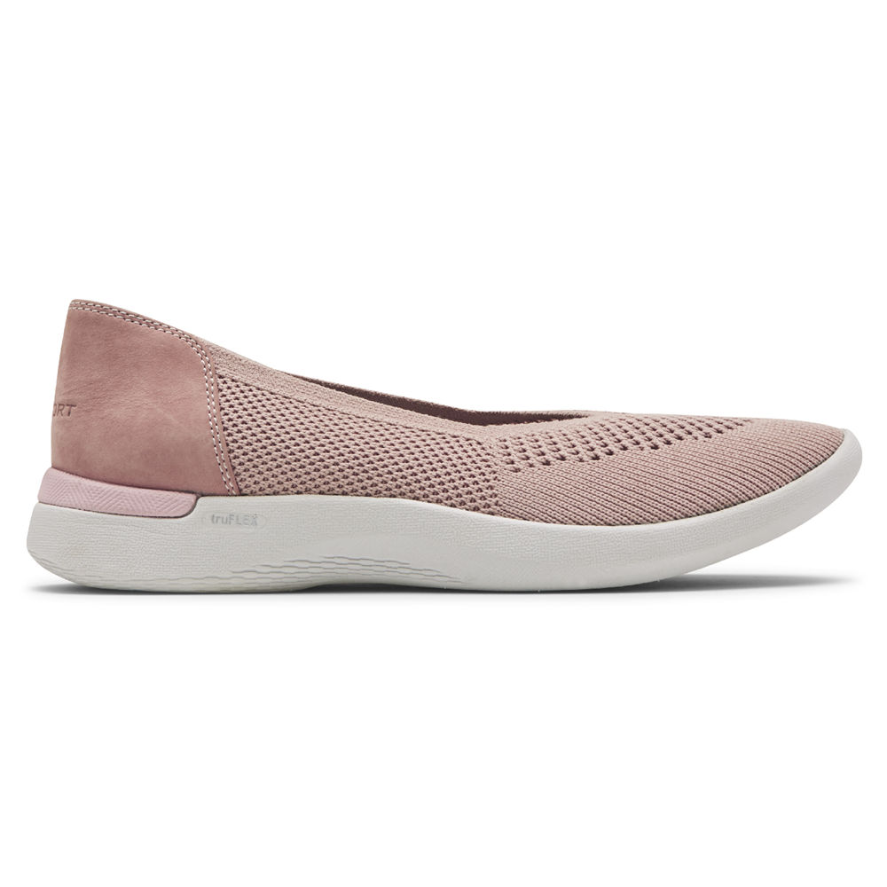 Rockport Flats Sko Dame Rosa - Truflex Fly Strikke Ballet - HQGT84196